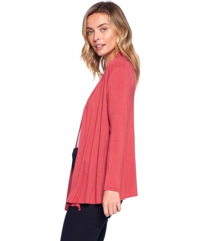 Basic Long Sleeve Open Front Cardigan (S-XXXL) - Made in USA Brick $12.42 Sweaters