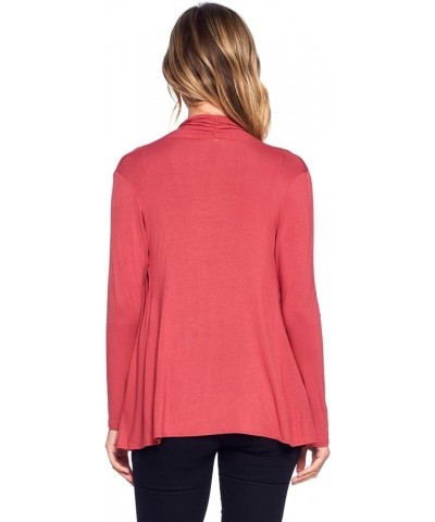 Basic Long Sleeve Open Front Cardigan (S-XXXL) - Made in USA Brick $12.42 Sweaters