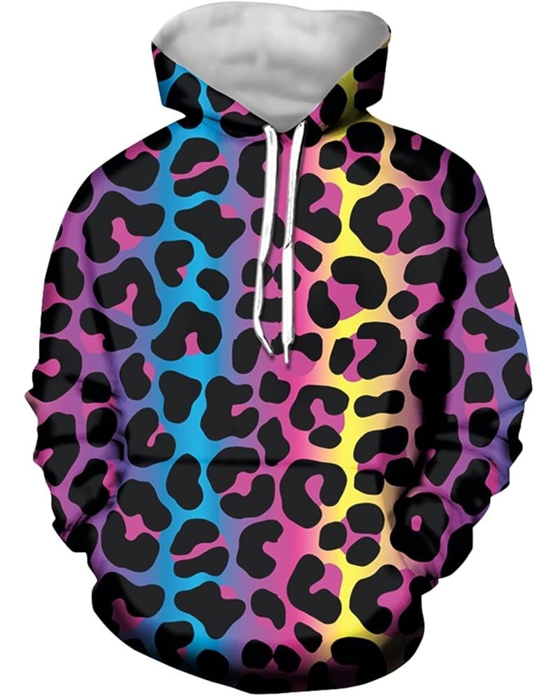 Women Casual Hoodie Long Sleeve Sweatshirt with Pocket Colorful Leopard $8.54 Hoodies & Sweatshirts