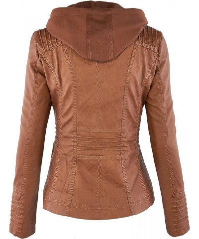 Women's Faux Leather Motorcyle Biker Jacket with Removable Hoodie Wjc663_camel $25.62 Hoodies & Sweatshirts