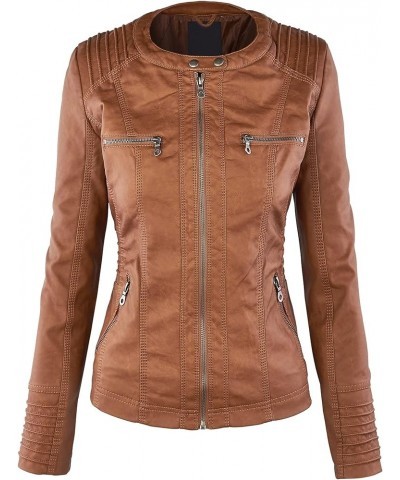 Women's Faux Leather Motorcyle Biker Jacket with Removable Hoodie Wjc663_camel $25.62 Hoodies & Sweatshirts