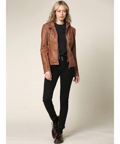 Women's Faux Leather Motorcyle Biker Jacket with Removable Hoodie Wjc663_camel $25.62 Hoodies & Sweatshirts