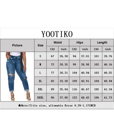 Womens Ripped Jeans Y2K High Waisted Stretch Jeans Boyfriend Distressed Skinny Denim Pants Streetwear Light Blue $17.84 Jeans