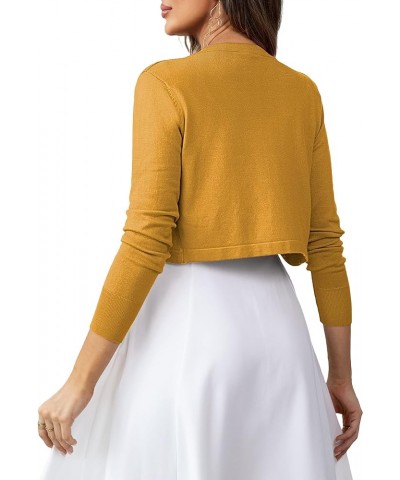 Women's Cropped Cardigan Bolero Shrug Open Front Sweater Long Sleeve S-1X Mustard $15.11 Sweaters