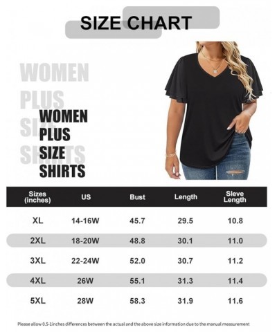 Plus Size Tops for Women Short Sleeve Tee Solid Crewneck/V Neck Tunic Loose Fit Tshirts Summer Blouse XL-5XL A306o-black $17....