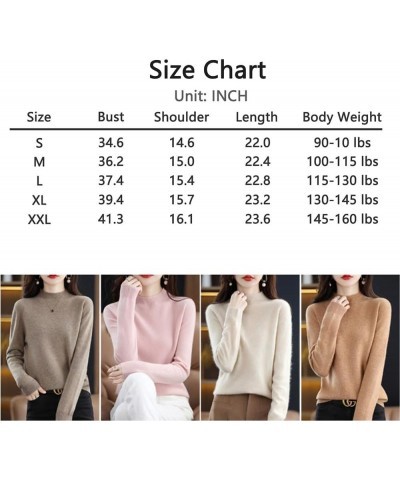 Women's Round Neck Long Sleeve Cashmere Sweater, Soft Cozy Pullover Warm Knit Fabric Half-Neck Light Green $13.05 Sweaters