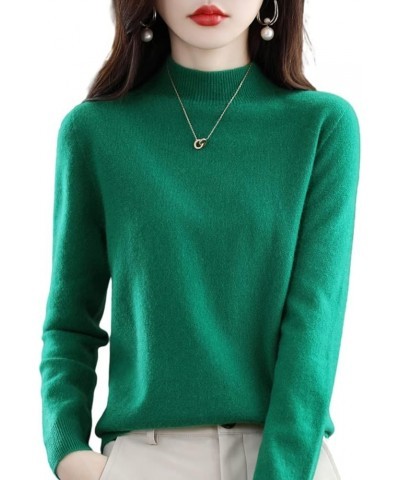 Women's Round Neck Long Sleeve Cashmere Sweater, Soft Cozy Pullover Warm Knit Fabric Half-Neck Light Green $13.05 Sweaters