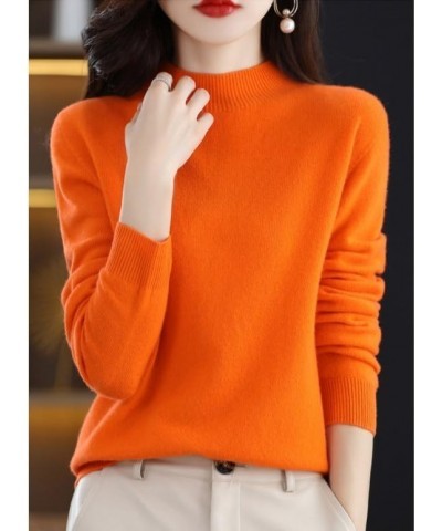 Women's Round Neck Long Sleeve Cashmere Sweater, Soft Cozy Pullover Warm Knit Fabric Half-Neck Light Green $13.05 Sweaters