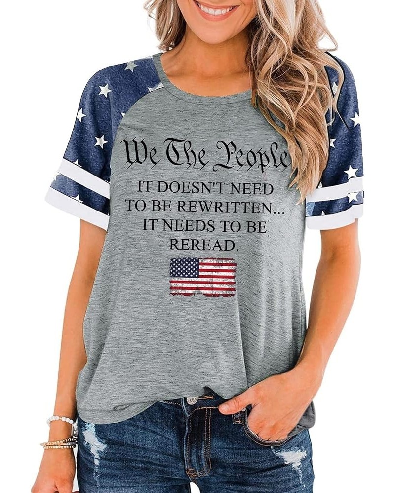 American Flag Shirt Women 4th of July Shirts USA Flag Graphic Patriotic Tshirt Raglan Color Block Tops B-lightgray5 $8.24 Blo...