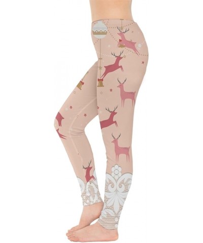 Women's Festive Holiday Stretchy Leggings Christmas Lights Ugly Xmas Leggings, XS-5XL Pink Xmas $15.92 Others