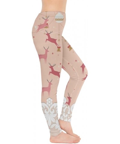 Women's Festive Holiday Stretchy Leggings Christmas Lights Ugly Xmas Leggings, XS-5XL Pink Xmas $15.92 Others