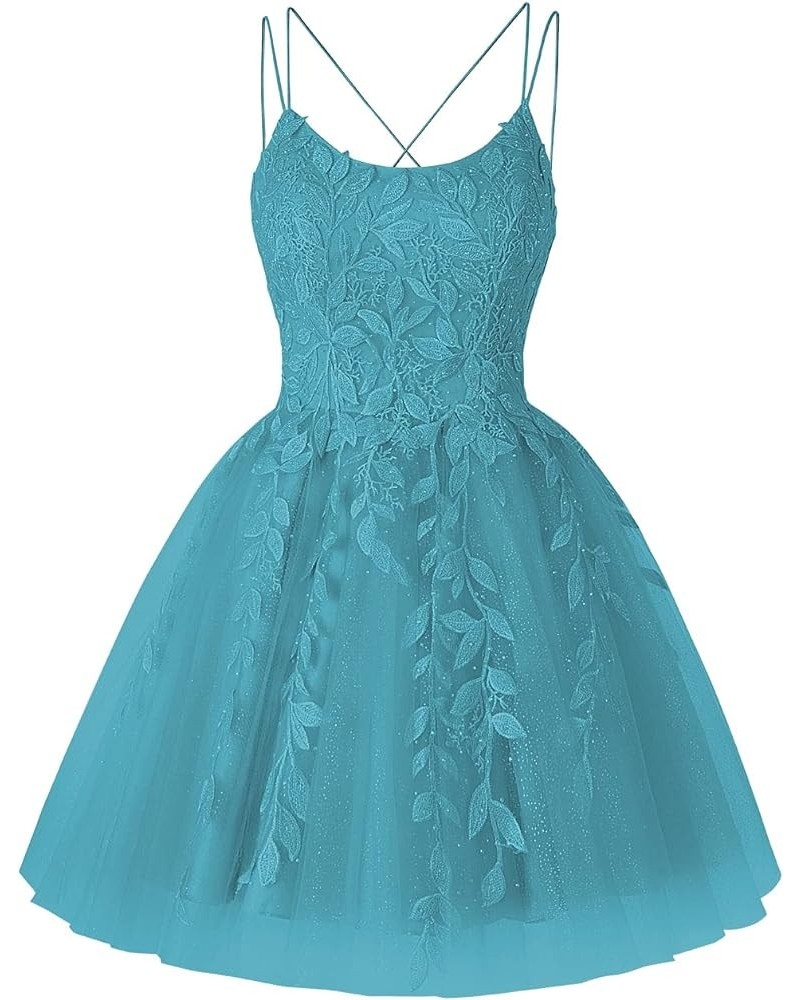 Sparkly Homecoming Dresses with Pockets Prom Dresses Short Teens Glitter Lace Cocktail Party Dress RO067 Aqua Blue $32.20 Dre...