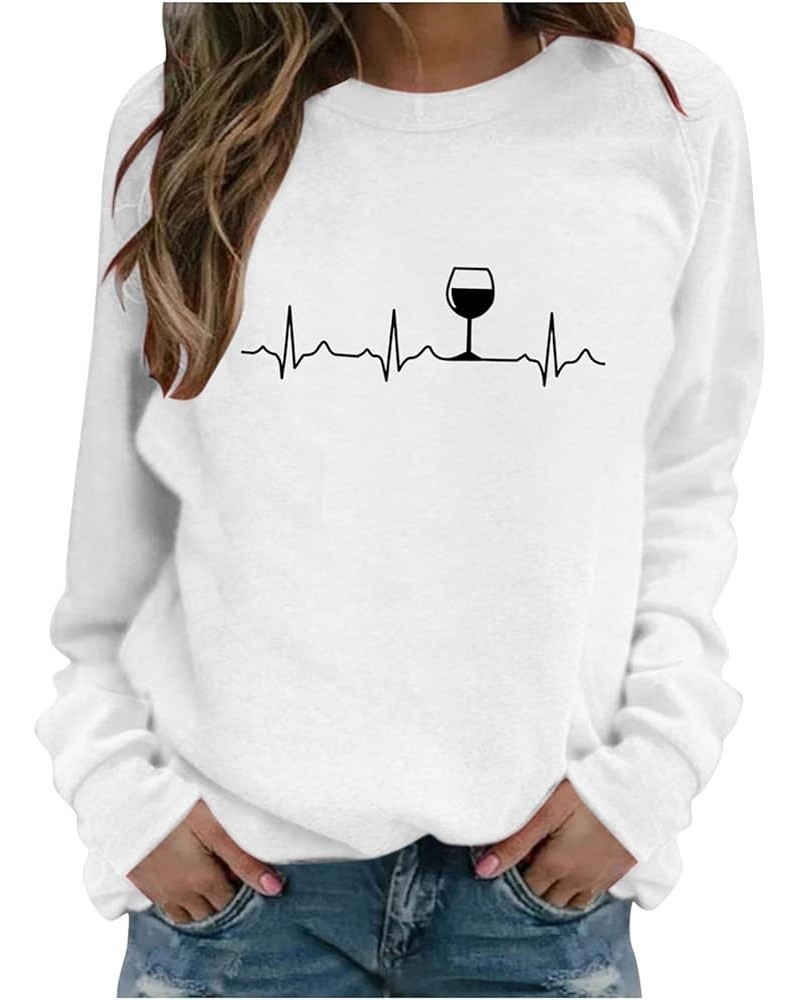 Sweatshirts For Women Crewneck Graphic Heartbeat Pullover Shirts Fashion Long Sleeve Hoodies Casual Tops Blouse Sweaters Zz-a...