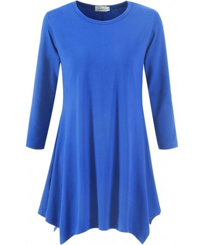 Women's Swing Tunic Tops 3/4 Sleeve Loose T-Shirt Dress Sky Blue $11.00 Tops