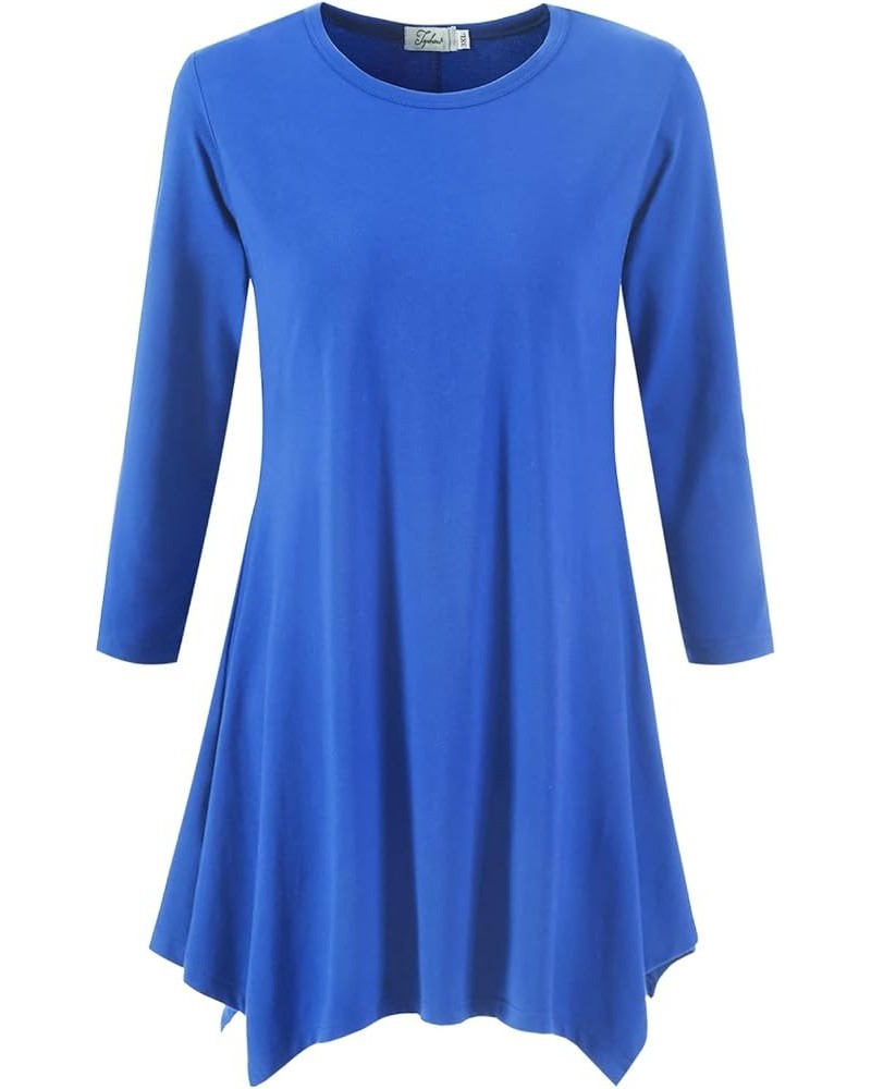 Women's Swing Tunic Tops 3/4 Sleeve Loose T-Shirt Dress Sky Blue $11.00 Tops