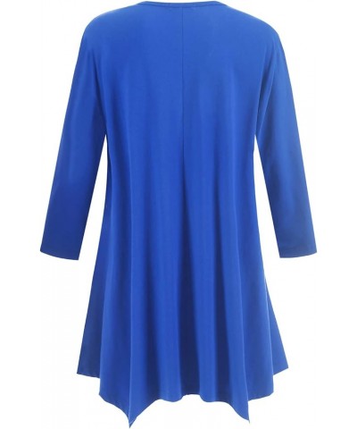 Women's Swing Tunic Tops 3/4 Sleeve Loose T-Shirt Dress Sky Blue $11.00 Tops