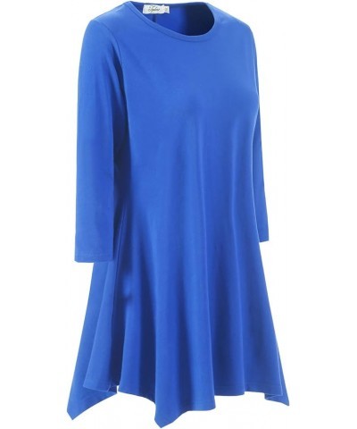 Women's Swing Tunic Tops 3/4 Sleeve Loose T-Shirt Dress Sky Blue $11.00 Tops