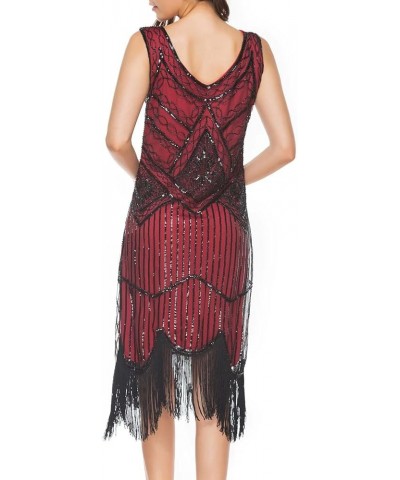 xs-4xl Women's Roaring 20s V-Neck Gatsby Dresses- Vintage Inpired Sequin Beaded Flapper Dresses Red $18.49 Dresses