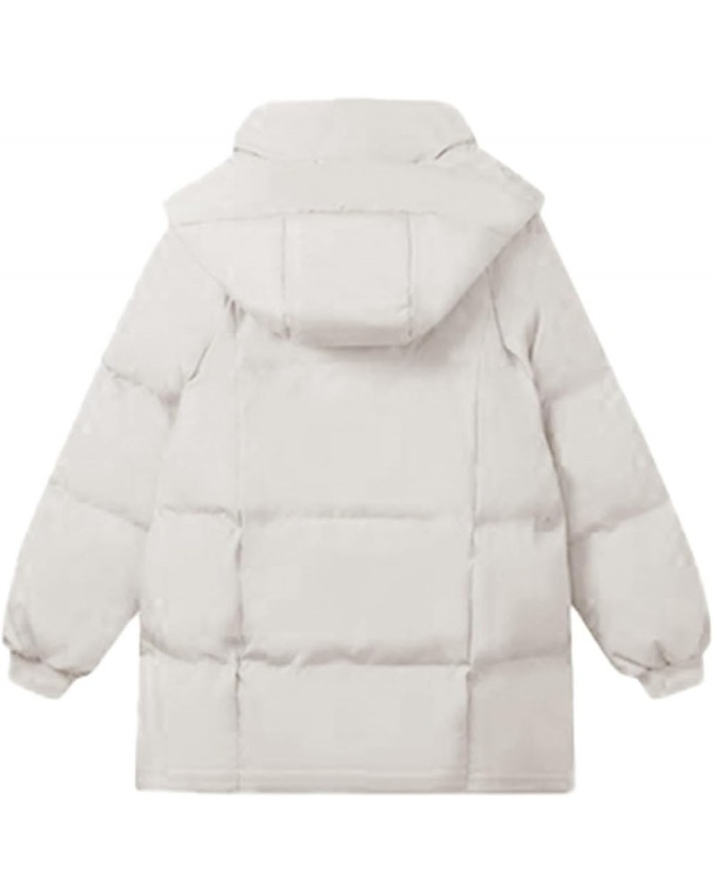 Women's Hooded Warm Winter Coat Cotton Coat Down Jacket Bread Coat Hooded Puffer Jacket Winter button Up Puffy White $23.77 J...