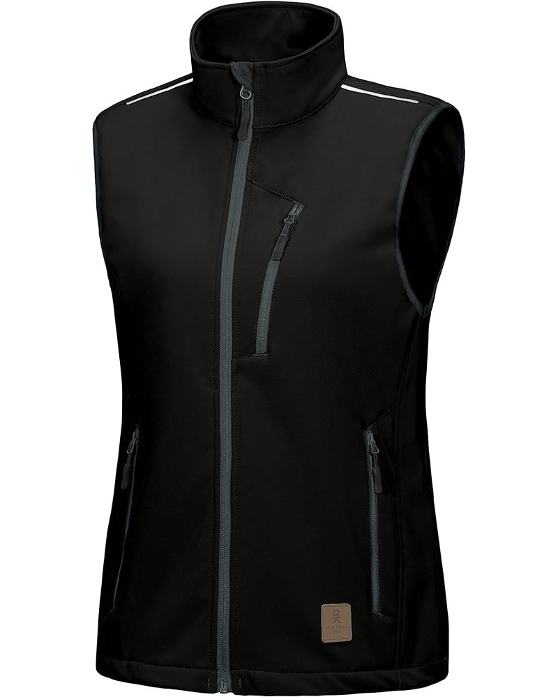 Women's Fleece lined Softshell Vest Lightweight Windproof Sleeveless Jacket for Hiking Outdoor Travel Golf Black $30.73 Vests