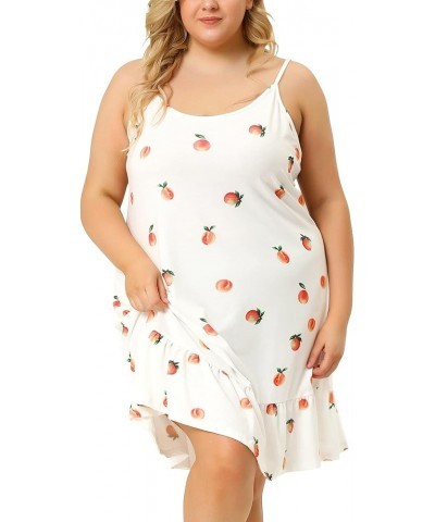 Plus Size Nightgown for Women Chemise Sleepwear Printed Strap Nightwear Soft Lingerie White $18.59 Sleep & Lounge