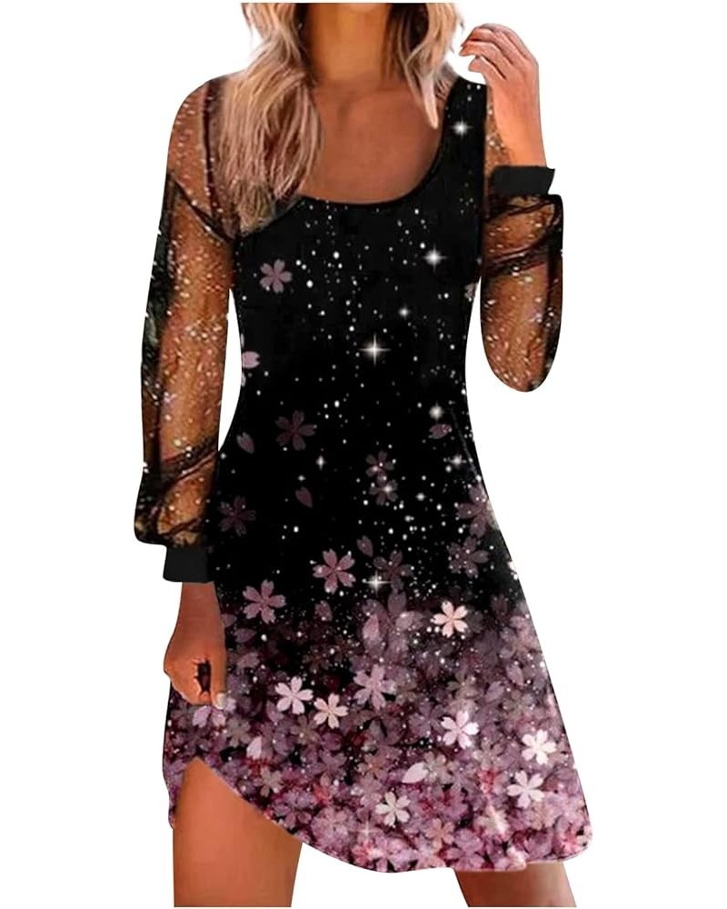 Fall Dresses for Women 2023 Long Sleeve Sexy V Neck Cocktail Party Dress Prom Sequin Mini Dress Homecoming Dresses J Pink $9....