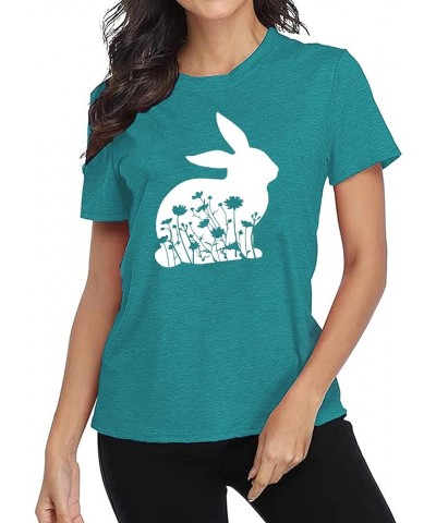 Happy Easter Shirts for Women Easter Bunny T-Shirt Rabbit Graphic Tees Easter Egg Holiday Shirt Tops Sky Blue-2 $11.27 T-Shirts