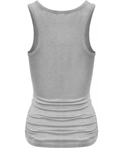 Women's Workout Tank Top Shirt - Racerback Casual Slim Fit Shirring Tops for Gym, Exercise, Yoga, Hiking Heather Grey $12.67 ...