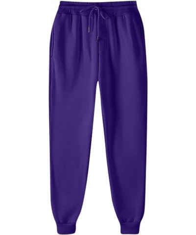 Women's Pants Solid High Waisted Baggy Sweatpants Drawstring Running Joggers with Pockets Fall Clothes Outfits 2023 3-purple ...