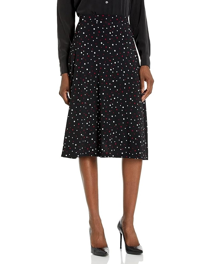 Women's Printed Ity Midi Flared Skirt Blk/Rich Red $37.74 Skirts