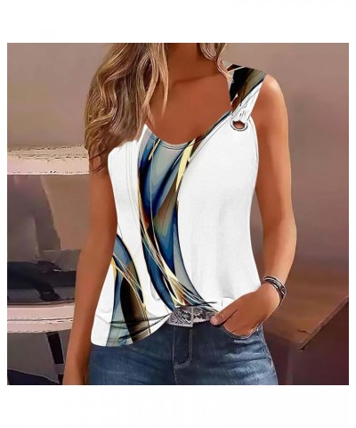 Tank Top for Women Sleeveless Geometric Print Suspender Summer Loose Basic Workout Casual Crewneck O Ring Shoulder Shirt 14mu...