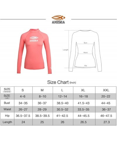 Women Rash Guard Long Sleeve Active Top UPF 50+ Rashguard Swim Shirt Surf Swimwear Coral $15.92 Swimsuits