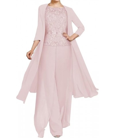 3 Pieces Mother of The Bride Pant Suits for Wedding with Jacket Mother of Groom Formal Pant Suit Blush $50.74 Suits