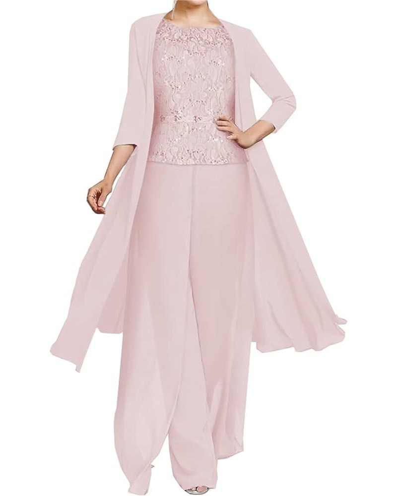 3 Pieces Mother of The Bride Pant Suits for Wedding with Jacket Mother of Groom Formal Pant Suit Blush $50.74 Suits