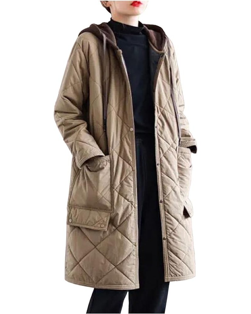 Women Long Quilted Jackets Plus Size Lightweight Puffer Jackets Cardigan Thicken Winter Coats Outerwear Warm Down Coats A02_k...