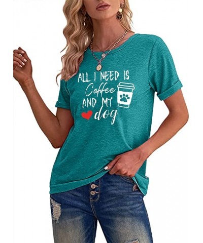 Dog Shirt for Women Dog Mom Tshirts Dog Lover Gifts Tee Shirt Causal Short Sleeve Blouse Tops Funny Saying Cyanblue $11.52 T-...