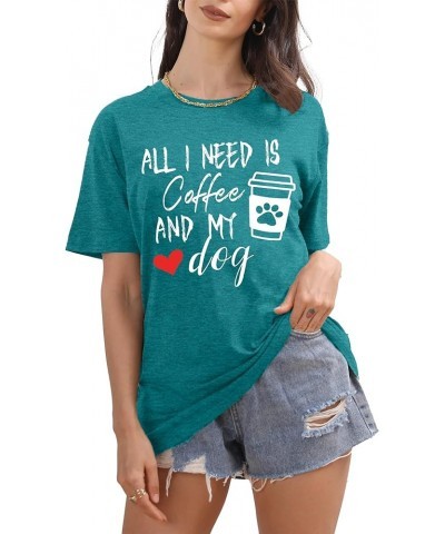 Dog Shirt for Women Dog Mom Tshirts Dog Lover Gifts Tee Shirt Causal Short Sleeve Blouse Tops Funny Saying Cyanblue $11.52 T-...
