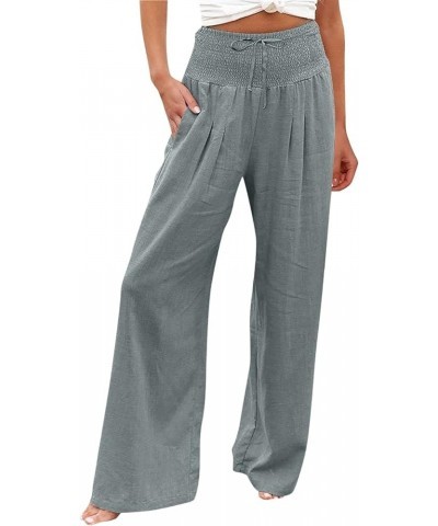 Women Summer High Waisted Palazzo Pants Wide Leg Long Lounge Pant Womens Flowy Beach Work Boho Casual Trousers Grey-e $9.64 P...