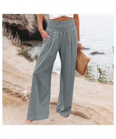 Women Summer High Waisted Palazzo Pants Wide Leg Long Lounge Pant Womens Flowy Beach Work Boho Casual Trousers Grey-e $9.64 P...