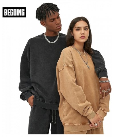 Men's Acid Wash Hoodie Oversized Vintage Basic Loose Pullover Sweatshirt Unisex Streetwear Hip Hop Tops Sand Color $19.35 Swe...