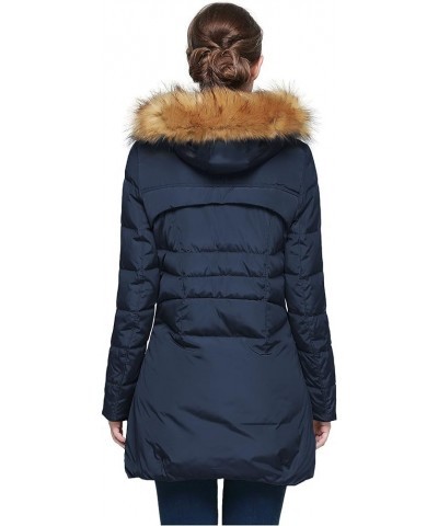 Women's Winter Down Jacket with Faux Fur Trim Hood Navy $60.00 Jackets