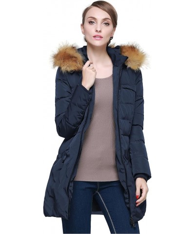 Women's Winter Down Jacket with Faux Fur Trim Hood Navy $60.00 Jackets