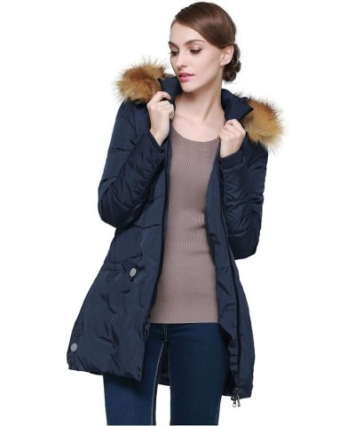 Women's Winter Down Jacket with Faux Fur Trim Hood Navy $60.00 Jackets