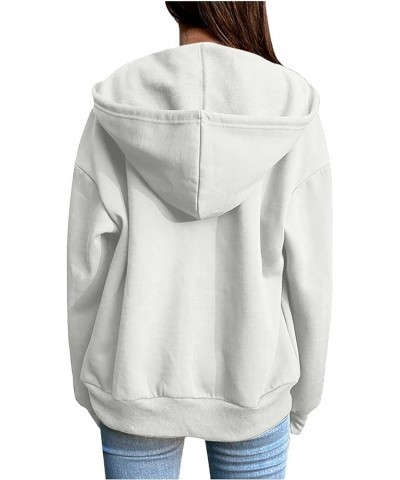 Women's Comfy Workout Hoodies Long Sleeve Relaxed Fit Zip Up Hoodie Sweatshirts with Pocket Drawstring Hooded Pullover White ...