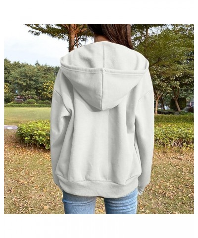 Women's Comfy Workout Hoodies Long Sleeve Relaxed Fit Zip Up Hoodie Sweatshirts with Pocket Drawstring Hooded Pullover White ...