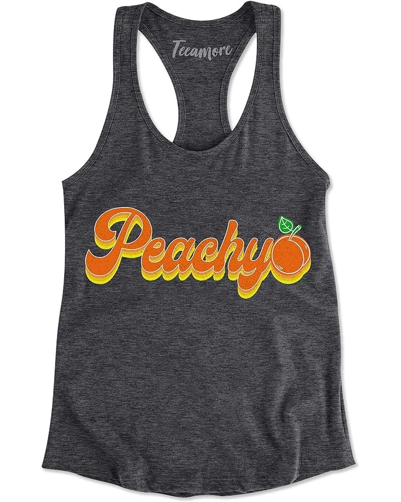 Just Peachy Shirts for Womens 70's Retro Summer Outfits Tops Peachy Graphic Tees Womens Racer Tank - Dark Grey Heather $11.27...