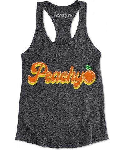 Just Peachy Shirts for Womens 70's Retro Summer Outfits Tops Peachy Graphic Tees Womens Racer Tank - Dark Grey Heather $11.27...