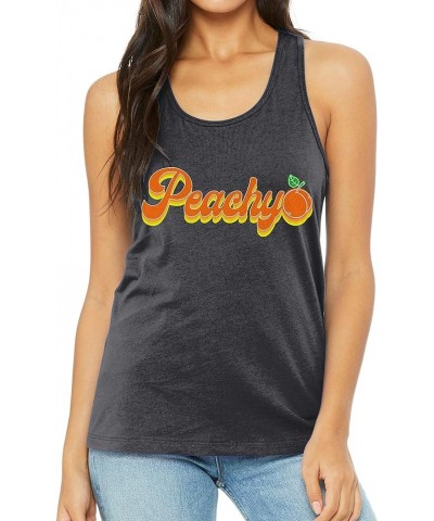 Just Peachy Shirts for Womens 70's Retro Summer Outfits Tops Peachy Graphic Tees Womens Racer Tank - Dark Grey Heather $11.27...