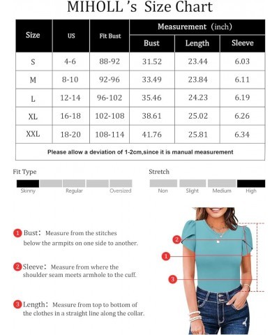 Women's Short Sleeve Shirt Round Neck Summer Casual Blouses Tops A04_ Blue Green $16.16 T-Shirts