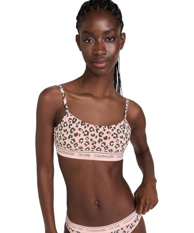 Women’s CK One Cotton Unlined Bralette Stephen Leopard Peach Melba $11.89 Lingerie